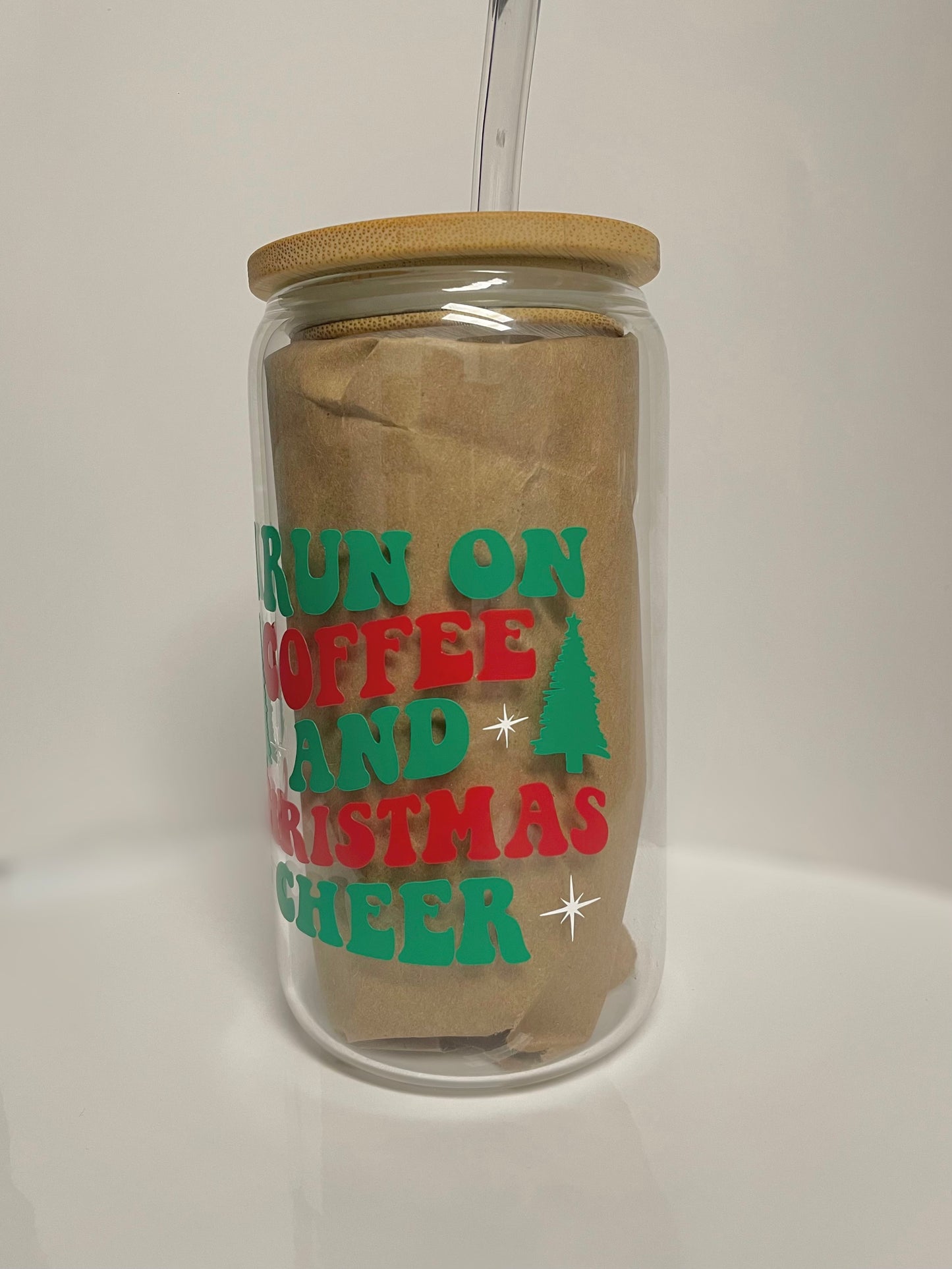 Coffee and Christmas Cheer Glass Cup