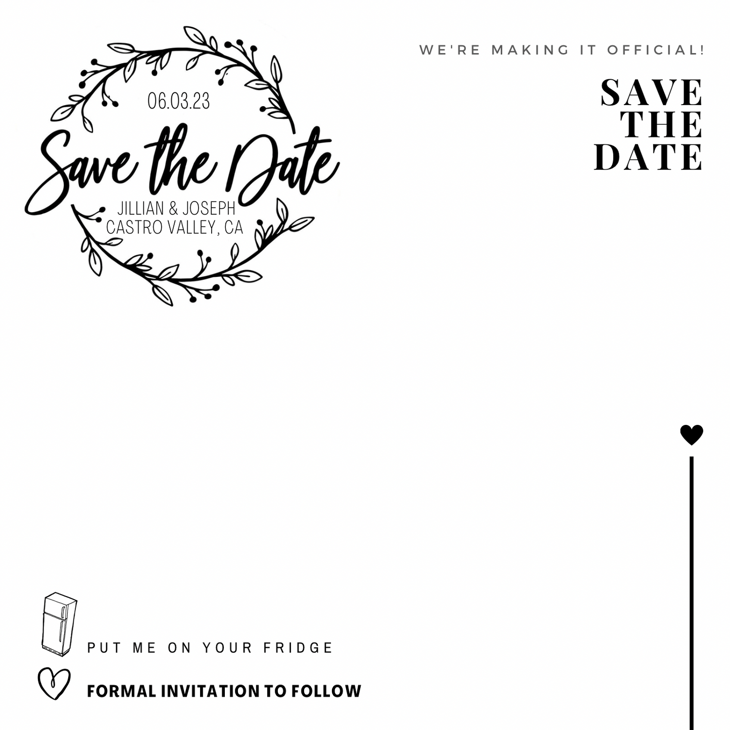 DIGITAL backing card for Save The Date magnets