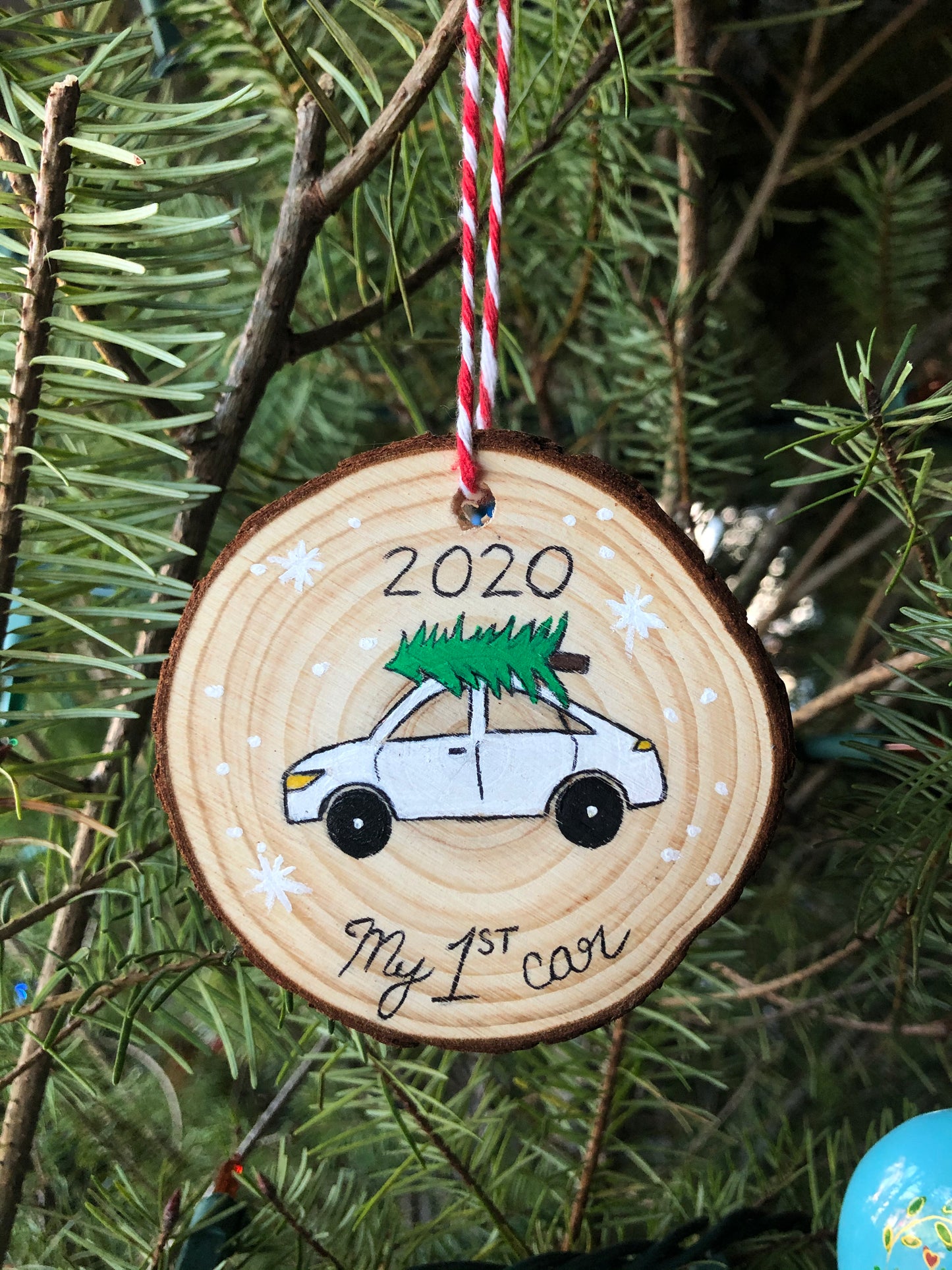 Tree On Car Wooden Ornament