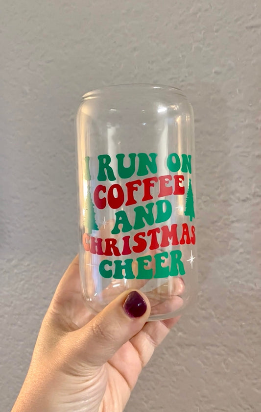 Coffee and Christmas Cheer Glass Cup