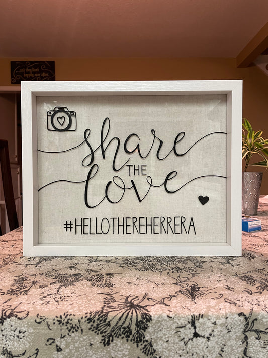 Share the love sign w/ custom hashtag