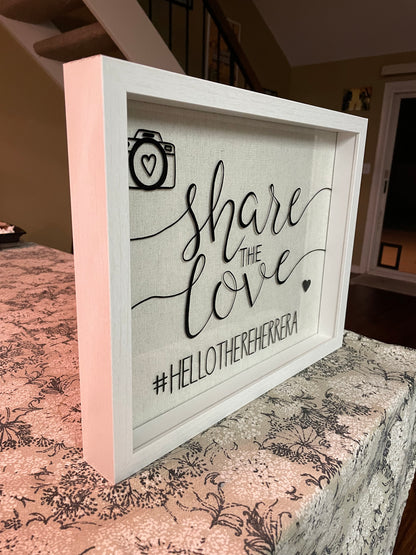 Share the love sign w/ custom hashtag