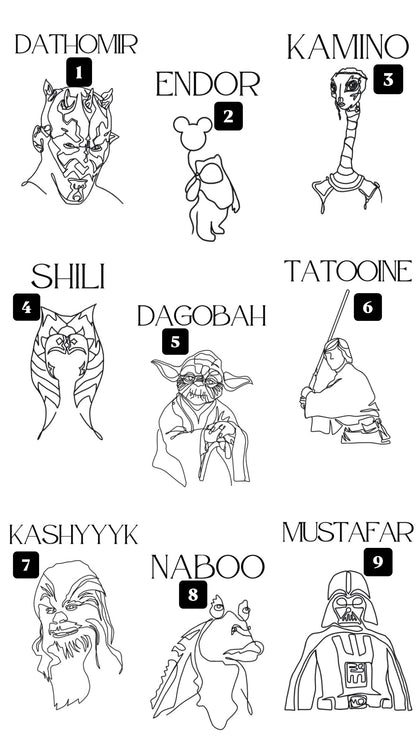 Star Wars Character Table Signs