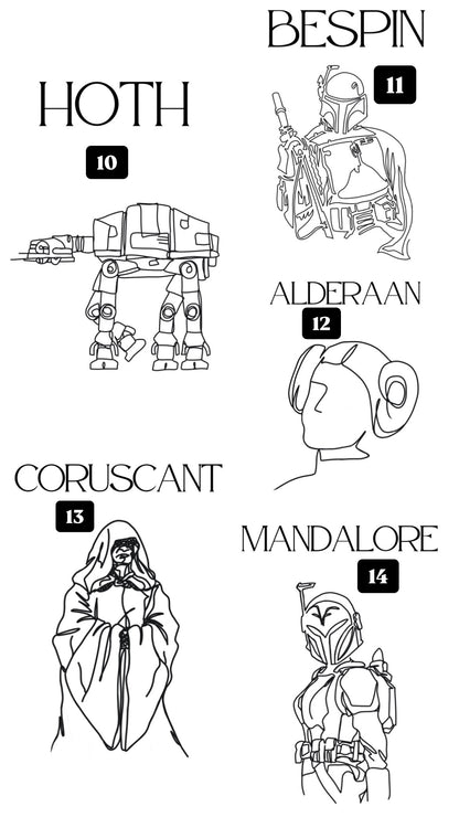 Star Wars Character Table Signs