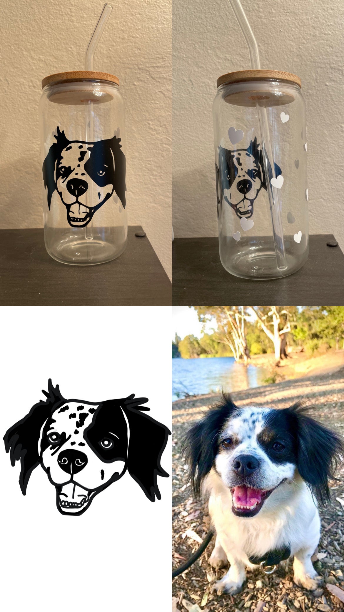 Custom Pet Portrait Glass Cup