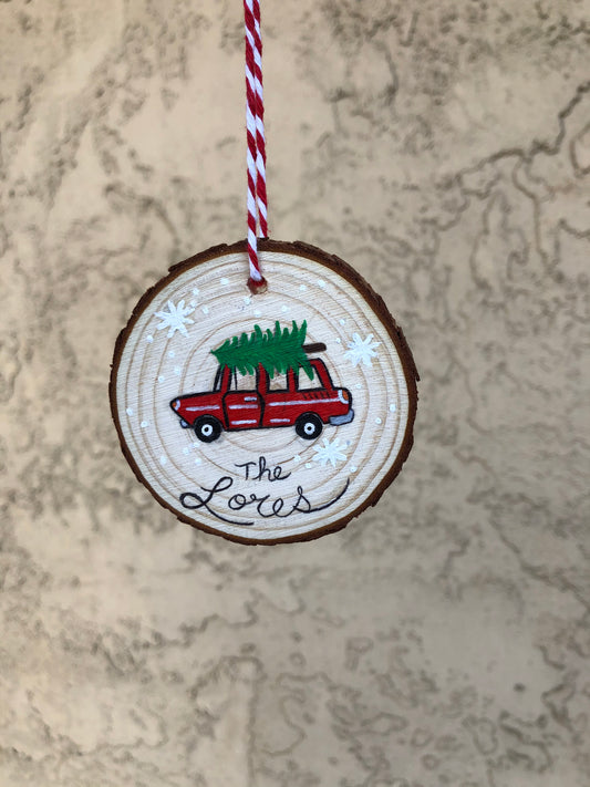 Tree On Car Wooden Ornament